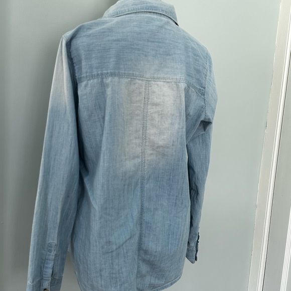 Pentag One Soft Chambray Button Down Shirt Light Wash Denim Blouse S - Picture 2 of 4